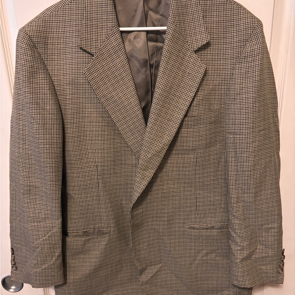 Nordstrom Beige Houndstooth Checkered Blazer